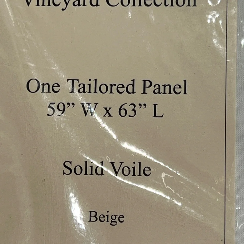 Elegant beige Sheer Curtain Panel set of 2. 59W X 63L NWT